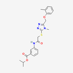 molecular formula C23H26N4O4S B3603878 propan-2-yl 3-{[({4-methyl-5-[(2-methylphenoxy)methyl]-4H-1,2,4-triazol-3-yl}sulfanyl)acetyl]amino}benzoate 