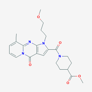 molecular formula C23H28N4O5 B360389 Methyl 1-[6-(3-methoxypropyl)-10-methyl-2-oxo-1,6,8-triazatricyclo[7.4.0.03,7]trideca-3(7),4,8,10,12-pentaene-5-carbonyl]piperidine-4-carboxylate CAS No. 900887-12-9