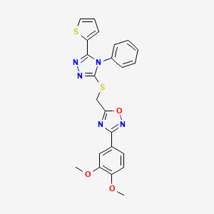 3-(3,4-dimethoxyphenyl)-5-({[4-phenyl-5-(2-thienyl)-4H-1,2,4-triazol-3-yl]thio}methyl)-1,2,4-oxadiazole