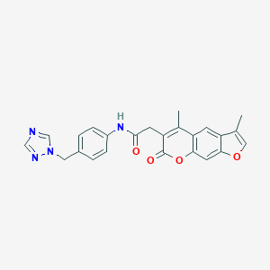molecular formula C24H20N4O4 B360392 2-(3,5-dimethyl-7-oxo-7H-furo[3,2-g]chromen-6-yl)-N-[4-(1H-1,2,4-triazol-1-ylmethyl)phenyl]acetamide CAS No. 921082-80-6