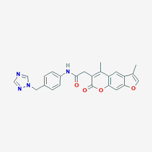 2-(3,5-dimethyl-7-oxo-7H-furo[3,2-g]chromen-6-yl)-N-[4-(1H-1,2,4-triazol-1-ylmethyl)phenyl]acetamide