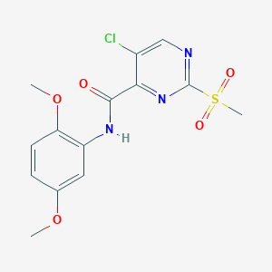 molecular formula C14H14ClN3O5S B360395 5-chloro-N-(2,5-dimethoxyphenyl)-2-(methylsulfonyl)-4-pyrimidinecarboxamide CAS No. 902243-99-6