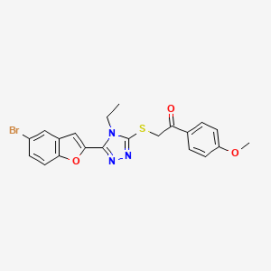 molecular formula C21H18BrN3O3S B3603953 2-{[5-(5-bromo-1-benzofuran-2-yl)-4-ethyl-4H-1,2,4-triazol-3-yl]sulfanyl}-1-(4-methoxyphenyl)ethanone 