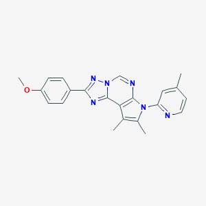 molecular formula C22H20N6O B360399 4-[8,9-dimethyl-7-(4-methyl-2-pyridinyl)-7H-pyrrolo[3,2-e][1,2,4]triazolo[1,5-c]pyrimidin-2-yl]phenyl methyl ether CAS No. 920474-08-4