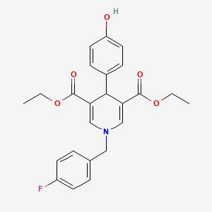 molecular formula C24H24FNO5 B3604001 diethyl 1-(4-fluorobenzyl)-4-(4-hydroxyphenyl)-1,4-dihydro-3,5-pyridinedicarboxylate 