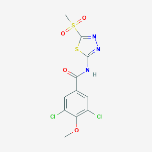 molecular formula C11H9Cl2N3O4S2 B360401 3,5-dichloro-4-methoxy-N-[5-(methylsulfonyl)-1,3,4-thiadiazol-2-yl]benzamide CAS No. 901658-20-6