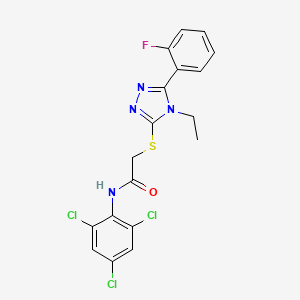 2-{[4-ethyl-5-(2-fluorophenyl)-4H-1,2,4-triazol-3-yl]sulfanyl}-N-(2,4,6-trichlorophenyl)acetamide