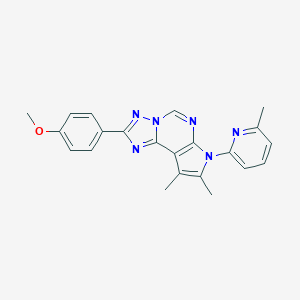 molecular formula C22H20N6O B360403 4-[8,9-dimethyl-7-(6-methyl-2-pyridinyl)-7H-pyrrolo[3,2-e][1,2,4]triazolo[1,5-c]pyrimidin-2-yl]phenyl methyl ether CAS No. 921088-75-7