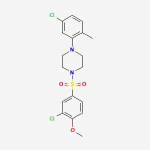 molecular formula C18H20Cl2N2O3S B3604097 1-[(3-chloro-4-methoxyphenyl)sulfonyl]-4-(5-chloro-2-methylphenyl)piperazine 