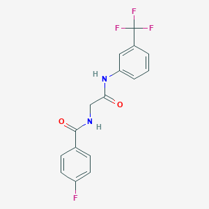 molecular formula C16H12F4N2O2 B3604145 4-fluoro-N-(2-oxo-2-{[3-(trifluoromethyl)phenyl]amino}ethyl)benzamide 