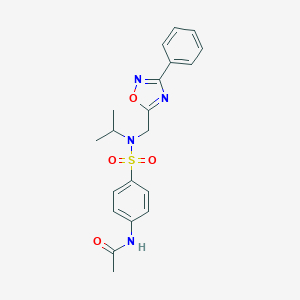 molecular formula C20H22N4O4S B360417 N-[4-({isopropyl[(3-phenyl-1,2,4-oxadiazol-5-yl)methyl]amino}sulfonyl)phenyl]acetamide CAS No. 887599-11-3