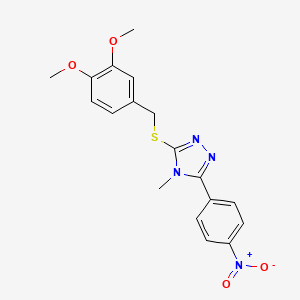 molecular formula C18H18N4O4S B3604187 3-{[(3,4-DIMETHOXYPHENYL)METHYL]SULFANYL}-4-METHYL-5-(4-NITROPHENYL)-4H-1,2,4-TRIAZOLE 