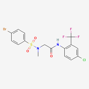 molecular formula C16H13BrClF3N2O3S B3604227 2-[(4-bromophenyl)sulfonyl-methylamino]-N-[4-chloro-2-(trifluoromethyl)phenyl]acetamide 