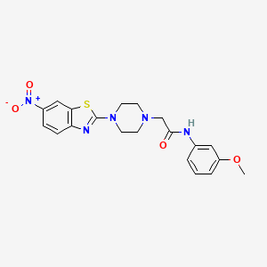 molecular formula C20H21N5O4S B3604251 N-(3-methoxyphenyl)-2-[4-(6-nitro-1,3-benzothiazol-2-yl)piperazin-1-yl]acetamide 