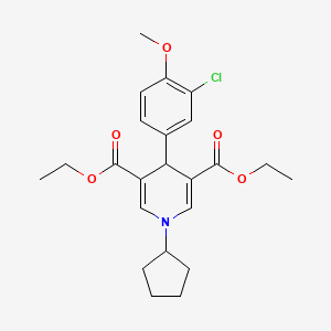 molecular formula C23H28ClNO5 B3604266 diethyl 4-(3-chloro-4-methoxyphenyl)-1-cyclopentyl-1,4-dihydro-3,5-pyridinedicarboxylate 