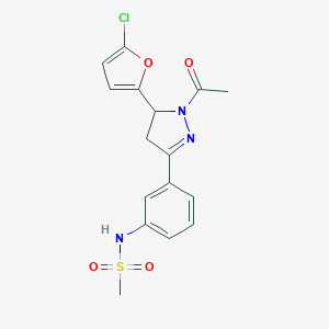 molecular formula C16H16ClN3O4S B360432 N-{3-[1-acetyl-5-(5-chlorofuran-2-yl)-4,5-dihydro-1H-pyrazol-3-yl]phenyl}methanesulfonamide CAS No. 876941-59-2