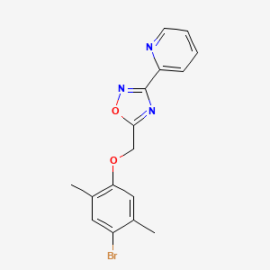 molecular formula C16H14BrN3O2 B3604369 2-{5-[(4-bromo-2,5-dimethylphenoxy)methyl]-1,2,4-oxadiazol-3-yl}pyridine 