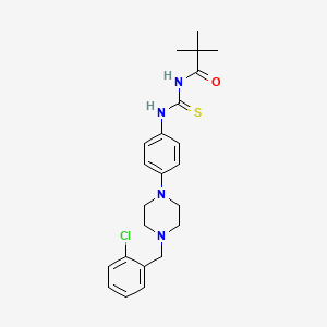 molecular formula C23H29ClN4OS B3604385 N-[({4-[4-(2-chlorobenzyl)-1-piperazinyl]phenyl}amino)carbonothioyl]-2,2-dimethylpropanamide 