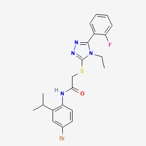 molecular formula C21H22BrFN4OS B3604393 N-(4-bromo-2-isopropylphenyl)-2-{[4-ethyl-5-(2-fluorophenyl)-4H-1,2,4-triazol-3-yl]thio}acetamide 
