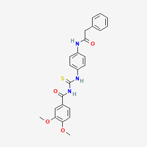 molecular formula C24H23N3O4S B3604425 3,4-dimethoxy-N-[({4-[(phenylacetyl)amino]phenyl}amino)carbonothioyl]benzamide 