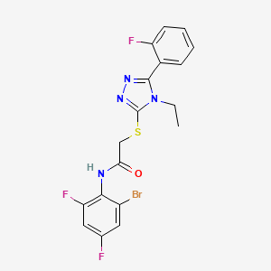 molecular formula C18H14BrF3N4OS B3604443 N-(2-bromo-4,6-difluorophenyl)-2-{[4-ethyl-5-(2-fluorophenyl)-4H-1,2,4-triazol-3-yl]thio}acetamide 