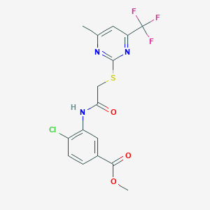 molecular formula C16H13ClF3N3O3S B3604461 methyl 4-chloro-3-[({[4-methyl-6-(trifluoromethyl)-2-pyrimidinyl]thio}acetyl)amino]benzoate 