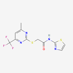 2-{[4-methyl-6-(trifluoromethyl)-2-pyrimidinyl]thio}-N-1,3-thiazol-2-ylacetamide