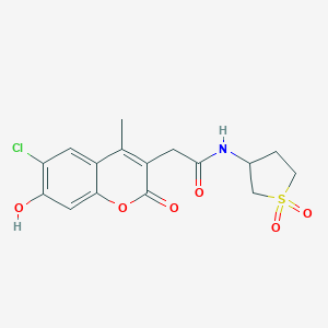 molecular formula C16H16ClNO6S B360453 2-(6-chloro-7-hydroxy-4-methyl-2-oxo-2H-chromen-3-yl)-N-(1,1-dioxidotetrahydro-3-thienyl)acetamide CAS No. 919738-33-3