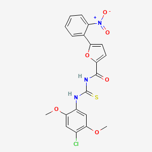 molecular formula C20H16ClN3O6S B3604547 N-{[(4-chloro-2,5-dimethoxyphenyl)amino]carbonothioyl}-5-(2-nitrophenyl)-2-furamide 