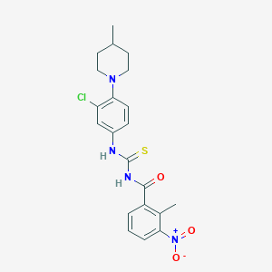 molecular formula C21H23ClN4O3S B3604573 N-({[3-chloro-4-(4-methyl-1-piperidinyl)phenyl]amino}carbonothioyl)-2-methyl-3-nitrobenzamide 
