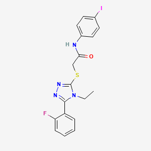 molecular formula C18H16FIN4OS B3604593 2-{[4-ethyl-5-(2-fluorophenyl)-4H-1,2,4-triazol-3-yl]thio}-N-(4-iodophenyl)acetamide 