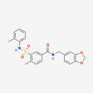 molecular formula C23H22N2O5S B3604600 N-(1,3-benzodioxol-5-ylmethyl)-4-methyl-3-{[(2-methylphenyl)amino]sulfonyl}benzamide 