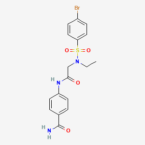 molecular formula C17H18BrN3O4S B3604614 4-({N-[(4-bromophenyl)sulfonyl]-N-ethylglycyl}amino)benzamide 