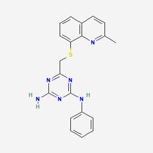 molecular formula C20H18N6S B3604633 6-{[(2-methyl-8-quinolinyl)thio]methyl}-N-phenyl-1,3,5-triazine-2,4-diamine 