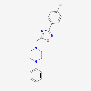 molecular formula C19H19ClN4O B3604644 1-{[3-(4-chlorophenyl)-1,2,4-oxadiazol-5-yl]methyl}-4-phenylpiperazine 