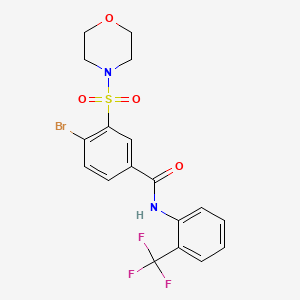 molecular formula C18H16BrF3N2O4S B3604646 4-bromo-3-(morpholin-4-ylsulfonyl)-N-[2-(trifluoromethyl)phenyl]benzamide 