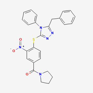 molecular formula C26H23N5O3S B3604653 3-benzyl-5-{[2-nitro-4-(1-pyrrolidinylcarbonyl)phenyl]thio}-4-phenyl-4H-1,2,4-triazole 