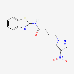 molecular formula C14H13N5O3S B3604658 N-1,3-benzothiazol-2-yl-4-(4-nitro-1H-pyrazol-1-yl)butanamide 