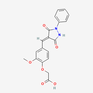 molecular formula C19H16N2O6 B3604664 {4-[(3,5-dioxo-1-phenyl-4-pyrazolidinylidene)methyl]-2-methoxyphenoxy}acetic acid 