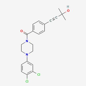 molecular formula C22H22Cl2N2O2 B3604672 4-(4-{[4-(3,4-dichlorophenyl)-1-piperazinyl]carbonyl}phenyl)-2-methyl-3-butyn-2-ol 