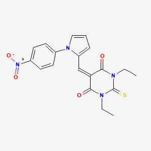 molecular formula C19H18N4O4S B3604679 1,3-diethyl-5-{[1-(4-nitrophenyl)-1H-pyrrol-2-yl]methylene}-2-thioxodihydro-4,6(1H,5H)-pyrimidinedione 