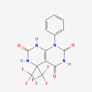 molecular formula C14H8F6N4O3 B3604684 1-phenyl-5,5-bis(trifluoromethyl)-5,8-dihydropyrimido[4,5-d]pyrimidine-2,4,7(1H,3H,6H)-trione 