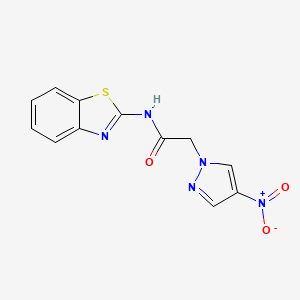 molecular formula C12H9N5O3S B3604685 N-1,3-benzothiazol-2-yl-2-(4-nitro-1H-pyrazol-1-yl)acetamide 