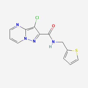 molecular formula C12H9ClN4OS B3604701 3-chloro-N-(2-thienylmethyl)pyrazolo[1,5-a]pyrimidine-2-carboxamide 