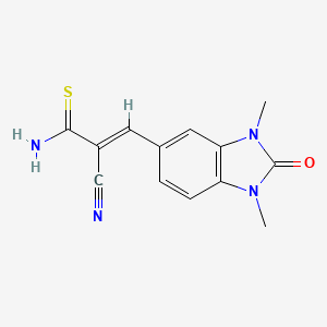 molecular formula C13H12N4OS B3604779 2-cyano-3-(1,3-dimethyl-2-oxo-2,3-dihydro-1H-benzimidazol-5-yl)-2-propenethioamide 