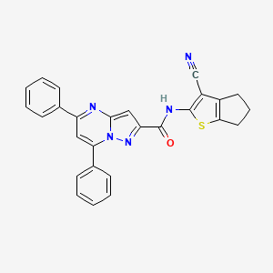 molecular formula C27H19N5OS B3604794 N-(3-cyano-5,6-dihydro-4H-cyclopenta[b]thien-2-yl)-5,7-diphenylpyrazolo[1,5-a]pyrimidine-2-carboxamide 