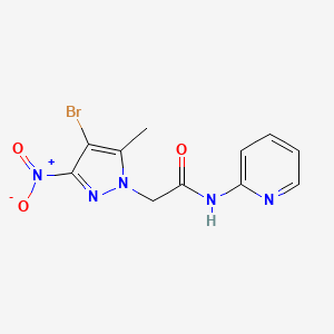 molecular formula C11H10BrN5O3 B3604822 2-(4-bromo-5-methyl-3-nitro-1H-pyrazol-1-yl)-N-2-pyridinylacetamide 
