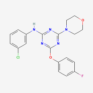 molecular formula C19H17ClFN5O2 B3604864 N-(3-chlorophenyl)-4-(4-fluorophenoxy)-6-(4-morpholinyl)-1,3,5-triazin-2-amine 