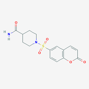 molecular formula C15H16N2O5S B3604903 1-[(2-oxo-2H-chromen-6-yl)sulfonyl]-4-piperidinecarboxamide 