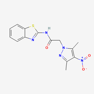 molecular formula C14H13N5O3S B3604907 N-1,3-benzothiazol-2-yl-2-(3,5-dimethyl-4-nitro-1H-pyrazol-1-yl)acetamide 